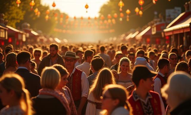 People enjoying a cultural festival outdoors