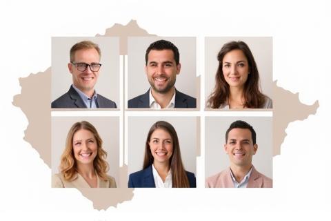 Collage of team headshots and Czech Republic outline illustration