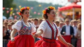 Traditional Czech folk dancers performing at a cultural festival